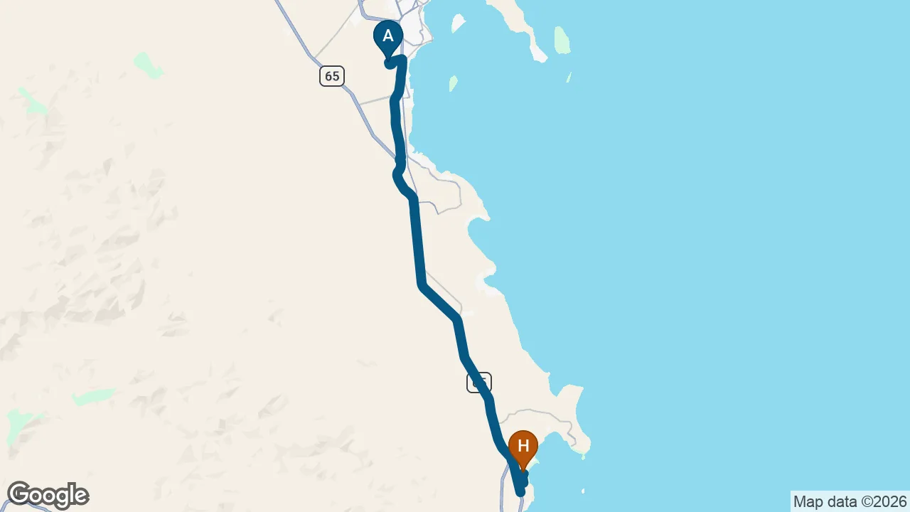 Driving route from Hurghada Airport to Movenpick Waterpark Soma Bay